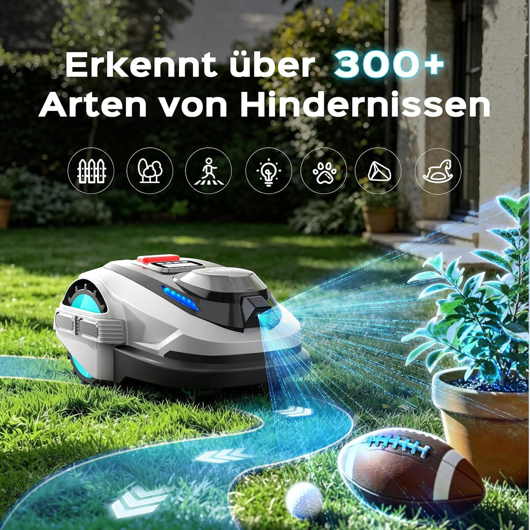 YARDCARE N1600PRO Mähroboter ohne Begrenzungskabel, bis 1600 m², RTK-Navigation mit 3D-Umgebungserke