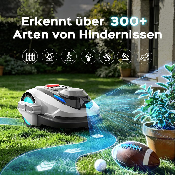 YARDCARE N1600PRO Mähroboter ohne Begrenzungskabel, bis 1600 m², RTK-Navigation mit 3D-Umgebungserke