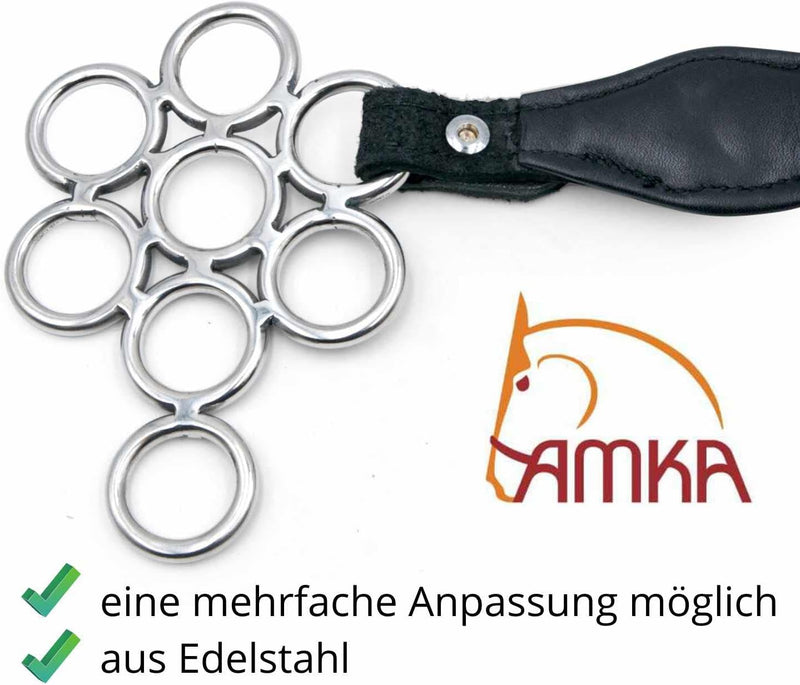 AMKA Barock Hackamore Glücksrad Edelstahl weich gepolstert mit Blumenmotiv Conchos am Nasenband, wei