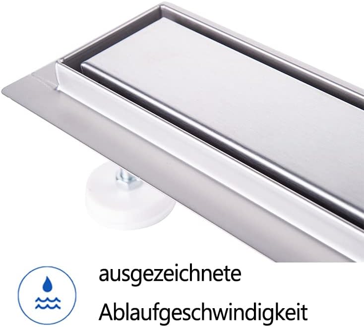 Duschrinne, doppelseitig, Siphon mit Geruchsstop und Haarsieb, befliesbar, Ablaufrinne aus Edelstahl