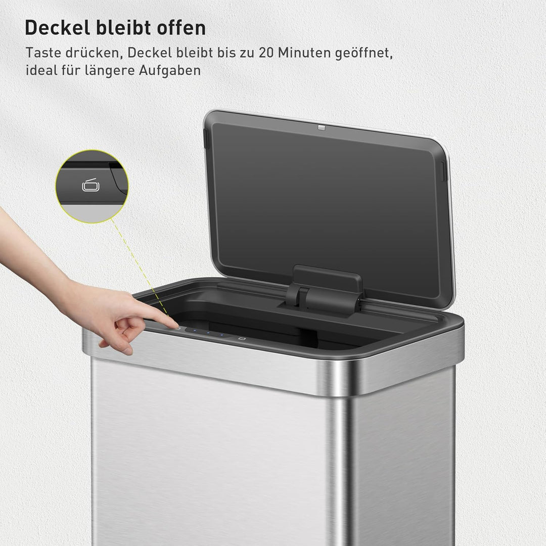 EKO NOVA 80L Mülleimer mit Sensor, Automatischer Küchenmülleimer, rechteckiger Bewegungssensor Abfal