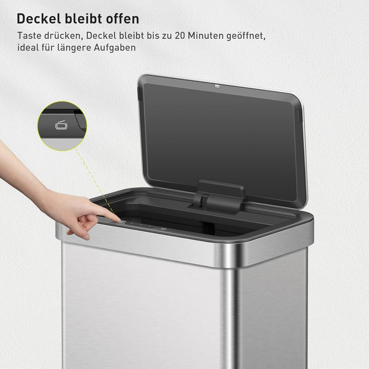 EKO NOVA 80L Mülleimer mit Sensor, Automatischer Küchenmülleimer, rechteckiger Bewegungssensor Abfal