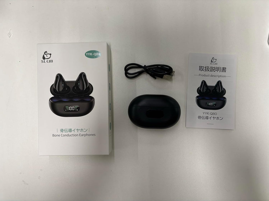 SLuB Knochenschall Kopfhörer, Open Ear Kopfhörer Bluetooth, Ohrclip-Sportkopfhörer, Bluetooth 5.4, H