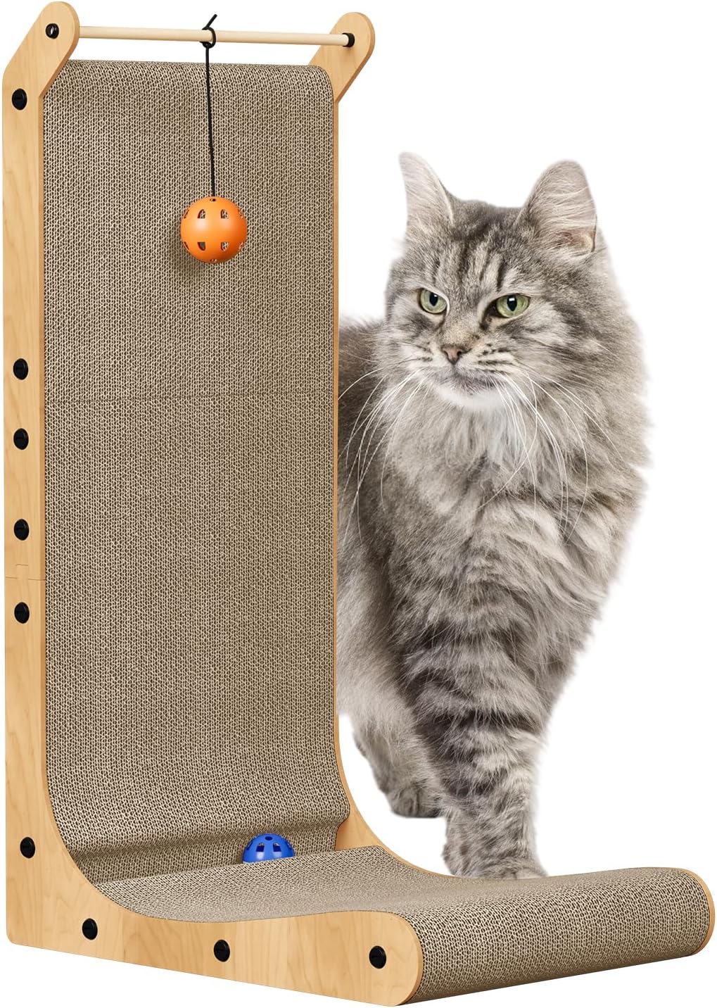 Katzenkratzer L-förmiges Katzenkratzbrett 68 cm hoch vertikaler Kratzbaum mit Ball Spielzeug Möbelsc
