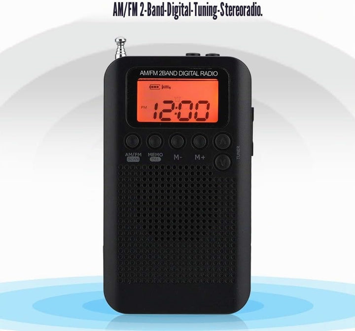Tragbares Digitales AM FM Radio 2 Band Stereo Taschenradio mit ICD-Bildschirm, Kopfhörer