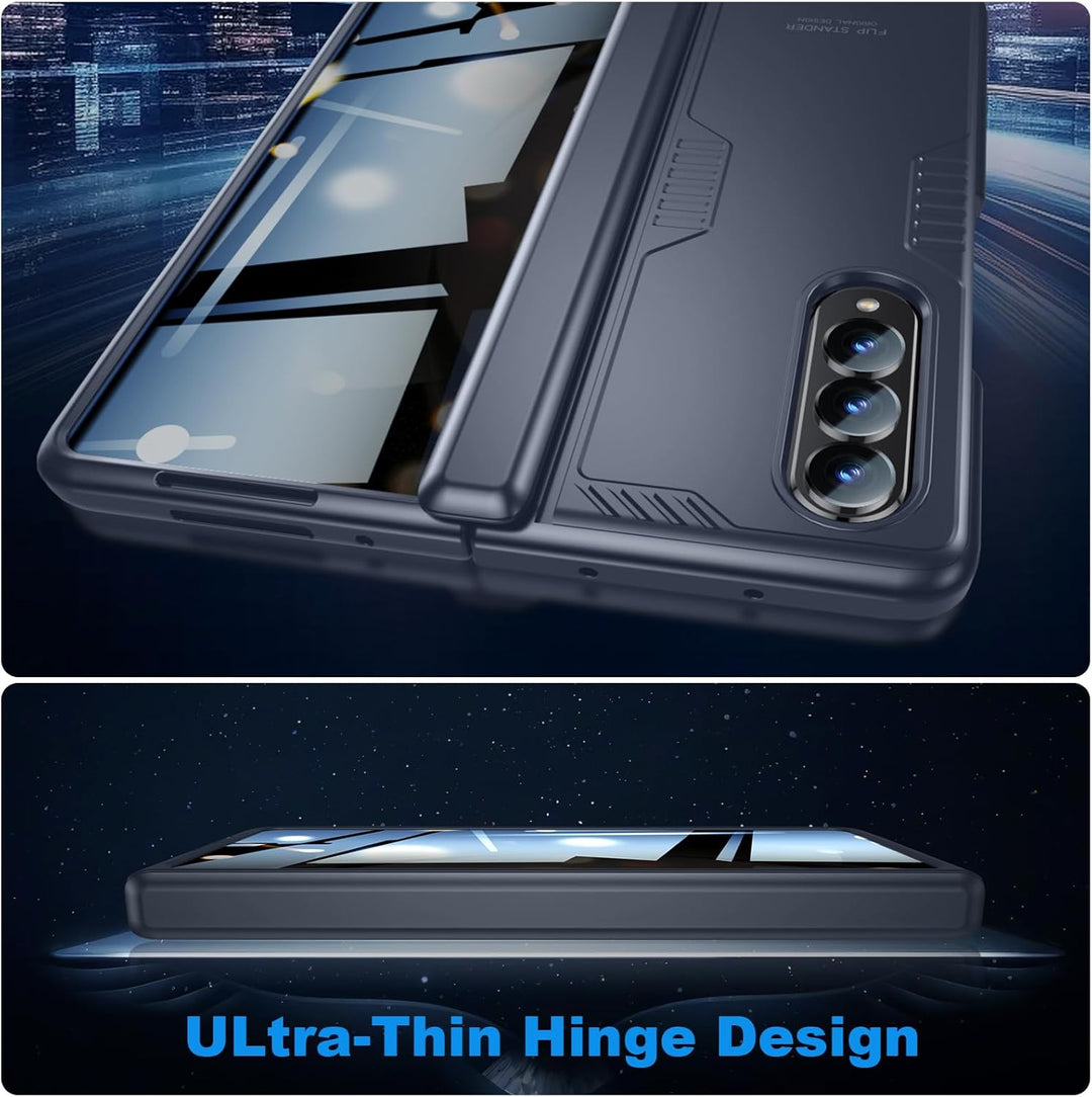 for Samsung Galaxy Z Fold 4 Ständer Hülle mit Privatsphäre Bildschirmschutz, Scharnier Schutz, Displ