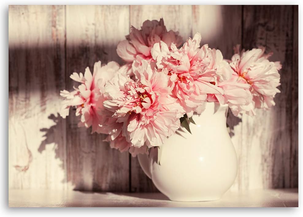 Feeby Wandbild Pflanze Druckbild Leinwandbild Natur Rosa 100x70 cm Leinwandbild 100x70 cm Rosa_C, Le