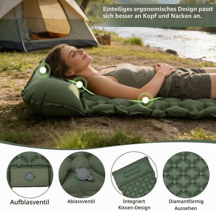 AUYAO Selbstaufblasend Camping Isomatte Schlafmatte, Ultraleichte Luftmatratze mit Fusspumpe, 190 x