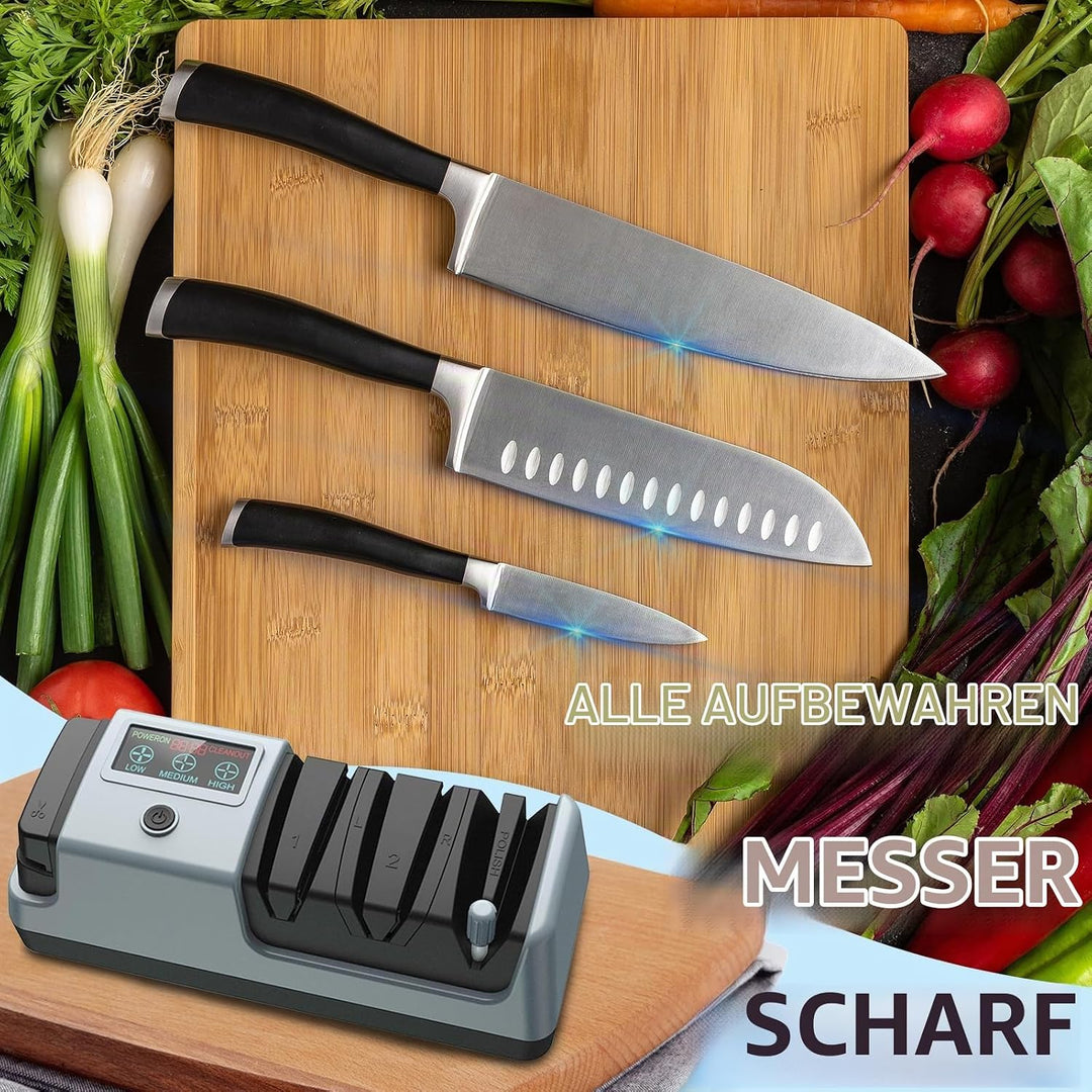 Elektrischer Messerschärfer, Multifunktionaler Messerschärfer mit 3-Geschwindigkeiten Einstellung Di