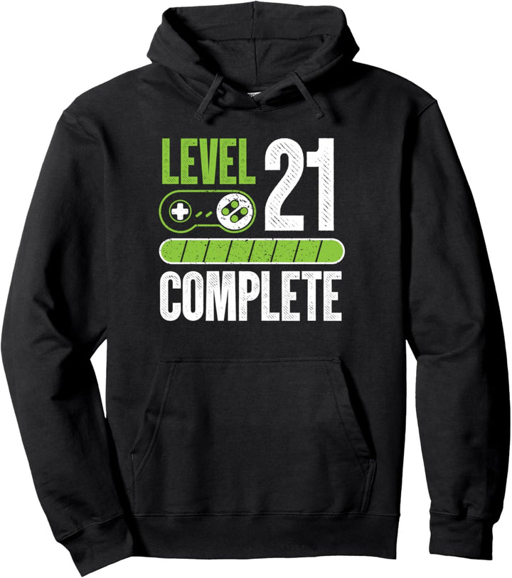 21. Geburtstag Geschenk Mann Frau Gamer Zocker Level 21 Pullover Hoodie