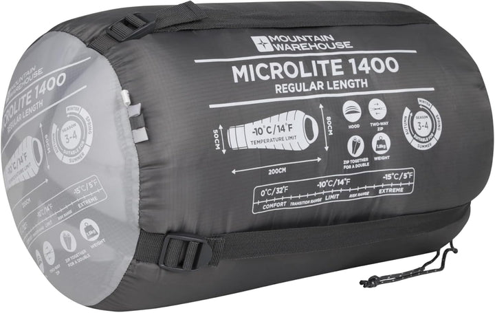 Mountain Warehouse Microlite 1400 Schlafsack DGR Reissverschluss links - reg. Länge (200cm), DGR Rei