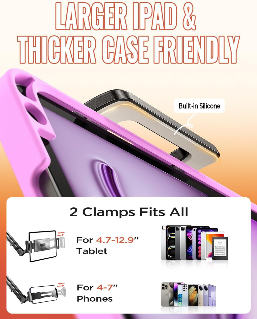 LISEN Tablet Halterung for iPad Halterung Bett, Superflexibel Einstellbar Kindle Halterung Bett Lang