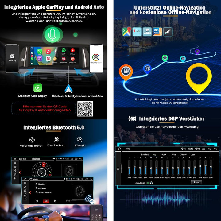 Erisin 10.25" Qualcomm Android 14 8-Kern 4GB+64GB Autoradio GPS Navi für BMW 5er F10/F11 NBT Unterst