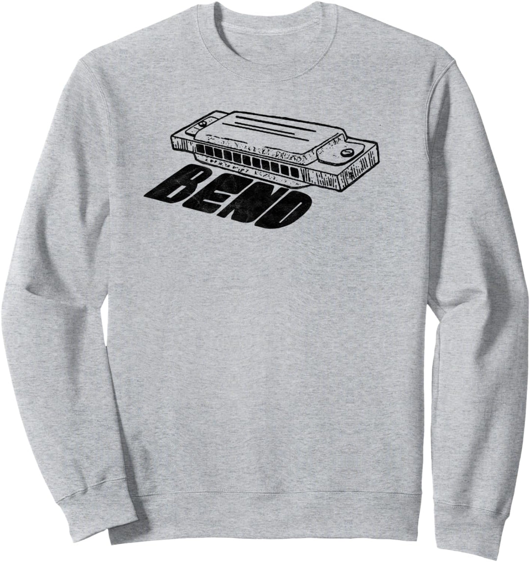 Bend! Vintage Harmonica Simple Retro Minimalist Music Sweatshirt