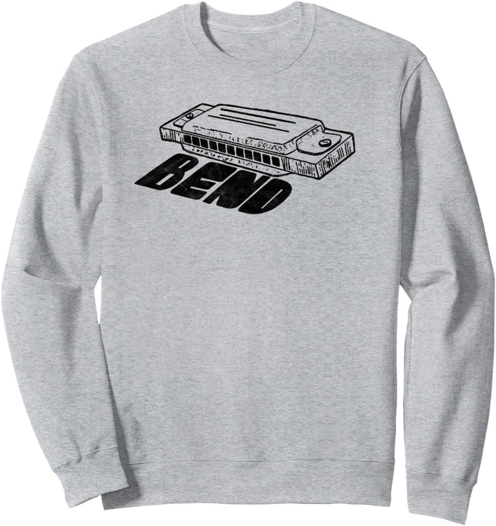 Bend! Vintage Harmonica Simple Retro Minimalist Music Sweatshirt