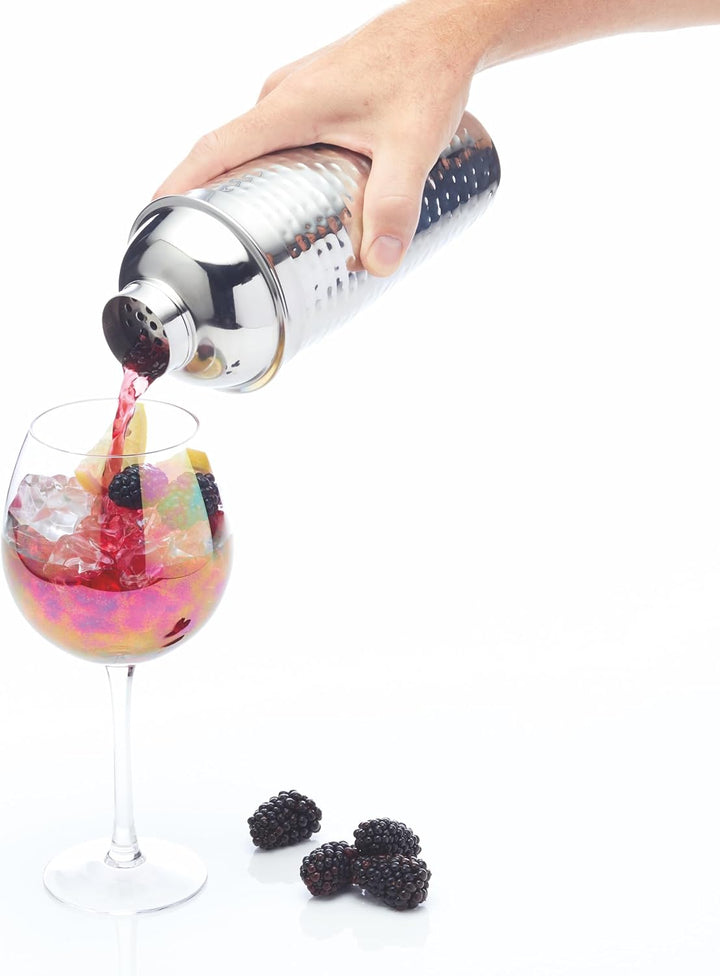 BarCraft, Luxuriöser Cocktail-Shaker in Deluxe-Silber für die Zubereitung von Cocktail-Mixgetränken,