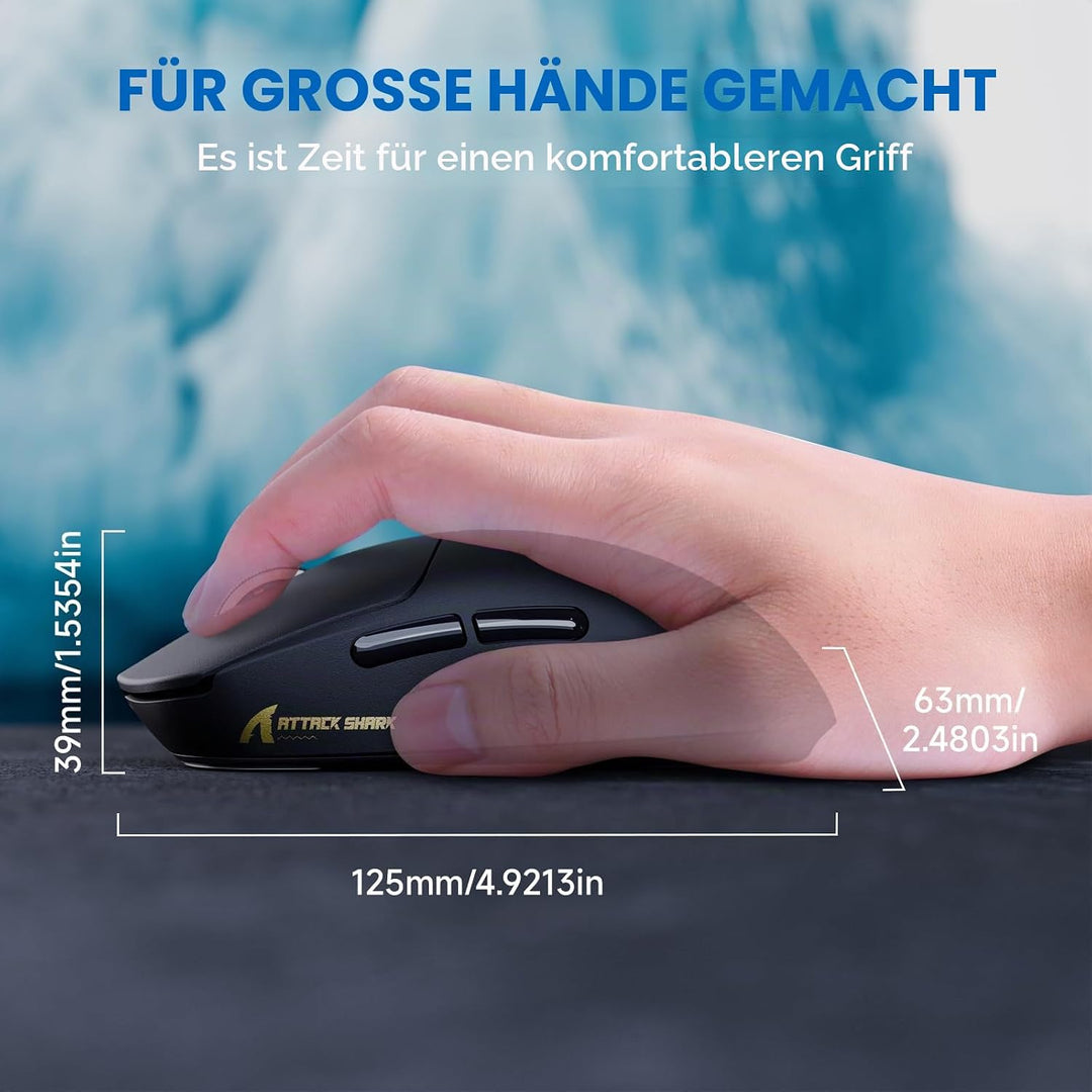 MAMBASNAKE Attack Shark X8PLUS Kabellose Gaming-Maus, PixArt PAW3395PRO-Sensor, 40000 DPI, BT/2,4 GH