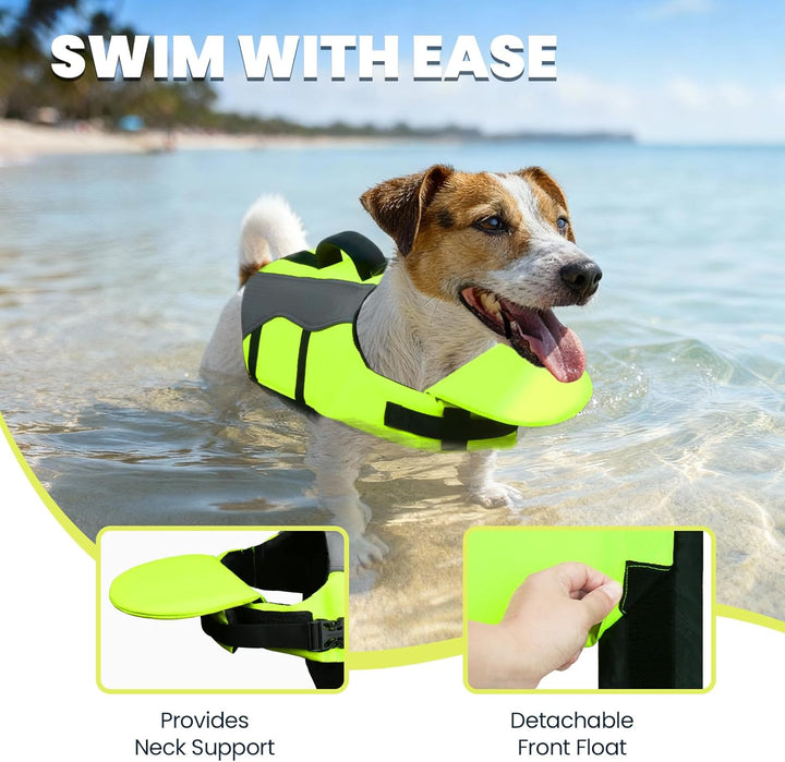VIVAGLORY Front Float Schwimmweste Hund, Hundeschwimmweste für Bootfahren, Schwimmweste with Kopfstü
