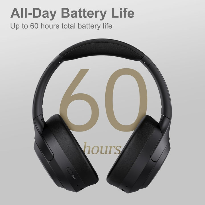 LORELEI QC60 Hybrid Active Noise Cancenlling Headphones,Wireless Over Ear Bluetooth Headsets with Mi