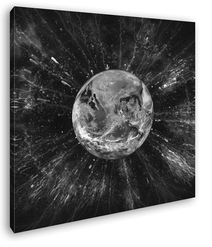 deyoli Erde Blauer Planet Format: 70x70 Effekt: Schwarz&Weiss als Leinwandbild, Motiv fertig gerahmt