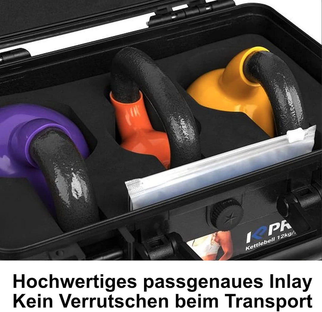 Kettlebell Set - Einsteiger Set 2kg-4kg-6kg im stabilen Hardcase Koffer - Fitness Training - Kettleb
