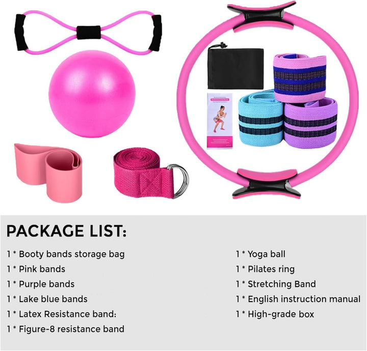 HoldOneLight Essential Pilates Workout Kit für Frauen - Enthält Pilates Ring, 25cm Yoga Ball, Booty