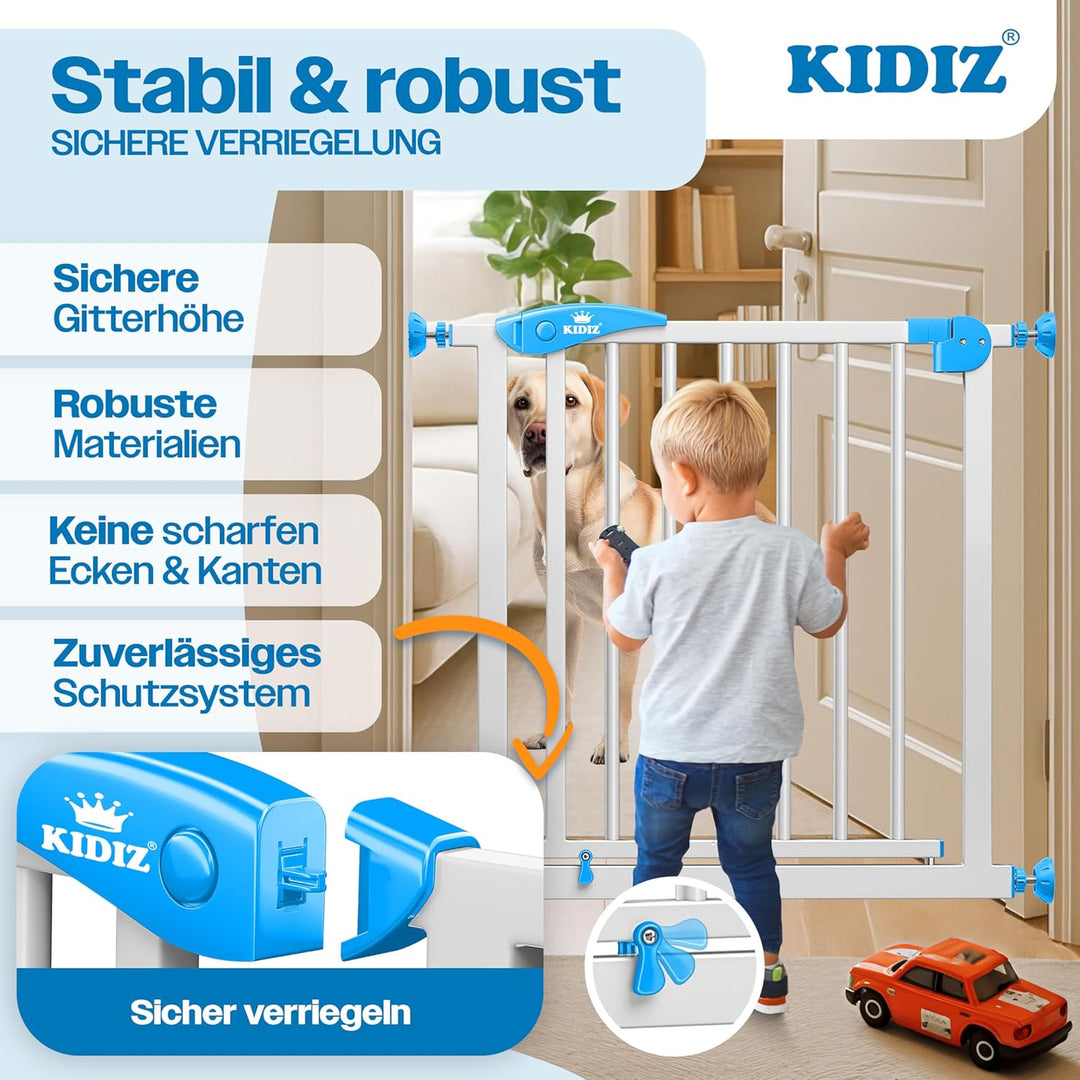 Kidiz® Türschutzgitter Absperrgitter Treppengitter Kindergitter | Gitter Haustier | ohne Bohren | be