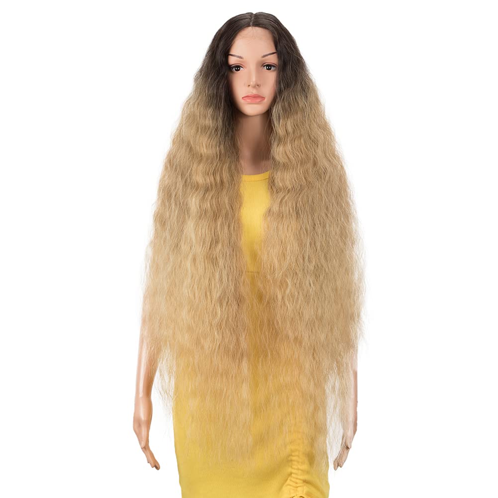 DÉBUT Lace Front Perücke Super lange gewellte Perücke für Damen 104 cm 280g Kunsthaar Hitzebeständig