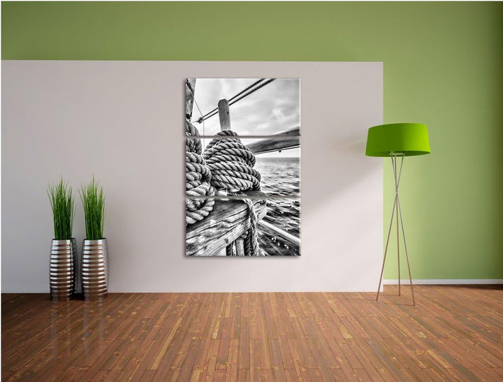 Pixxprint Tau Seil auf Schiff 3Teiler 120x80 cm Leinwandbild Wandbild Kunstdruck