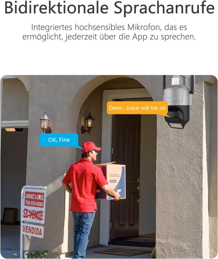 VSTARCAM 3K 5G Überwachungskamera Aussen, 100ft Nachtsicht & Bewegungserkennung, 5GHz/2.4GHz WLAN, 3