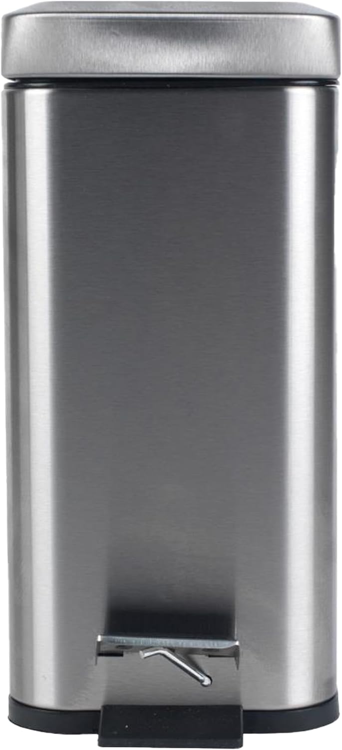 Beldray LA041173SS Treteimer für Badezimmer – Abfalleimer mit rechteckigem Soft-Close-Deckel, Küchen