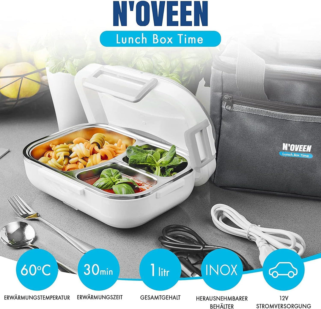 N'OVEEN Elektrische Lunchbox LB520 Speisenwärmer, Thermo Lunchbox Heizplatte mit 1 Liter Fassungsver