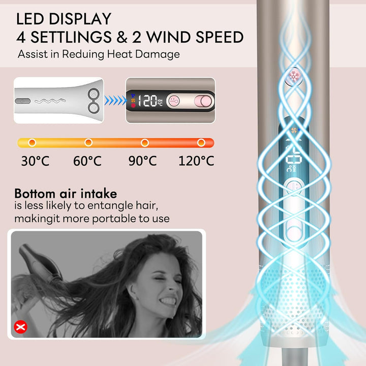 Airstyler 6 in 1, LCD-Display, 110000 U/Min Haarstyler Rundbürstenföhn, Hairstyler Warmluftbürste Mi
