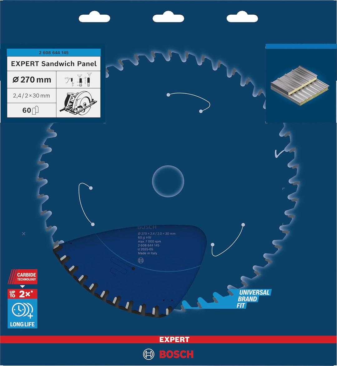 Bosch Professional Kreissägeblatt Expert for Sandwich Panel (270 x 30 x 2,4 mm, 60 Zähne, Zubehör Kr