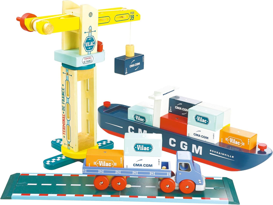 Vilac – 2357 – Kran-Docker drehbar und mit Mehrfarbig, Mehrfarbig