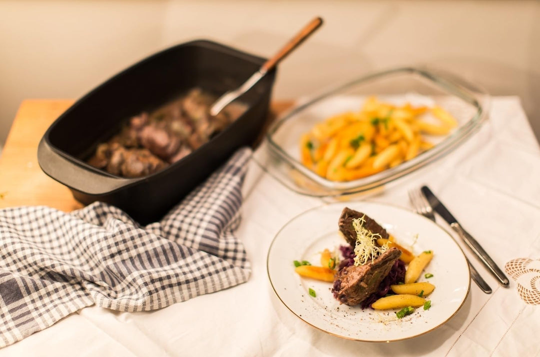 Berndes Rostiere Bräter mit Deckel, Induktion, Unibräter aus Aluguss, allherdtauglich, backofengeeig