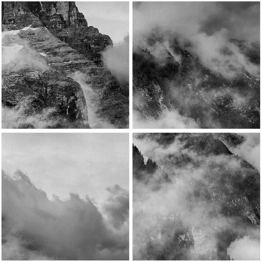 Bilder auf Leinwand Berge Nebel Gipfel Leinwandbild mit Rahmen 70x50cm Wandbilder Dekoration Wohnzim