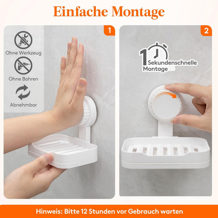 Lifewit Seifenschale Saugnapf für Dusche, Seifenschale mit ablauf, Kunststoff Seifenhalter Ohne Bohr