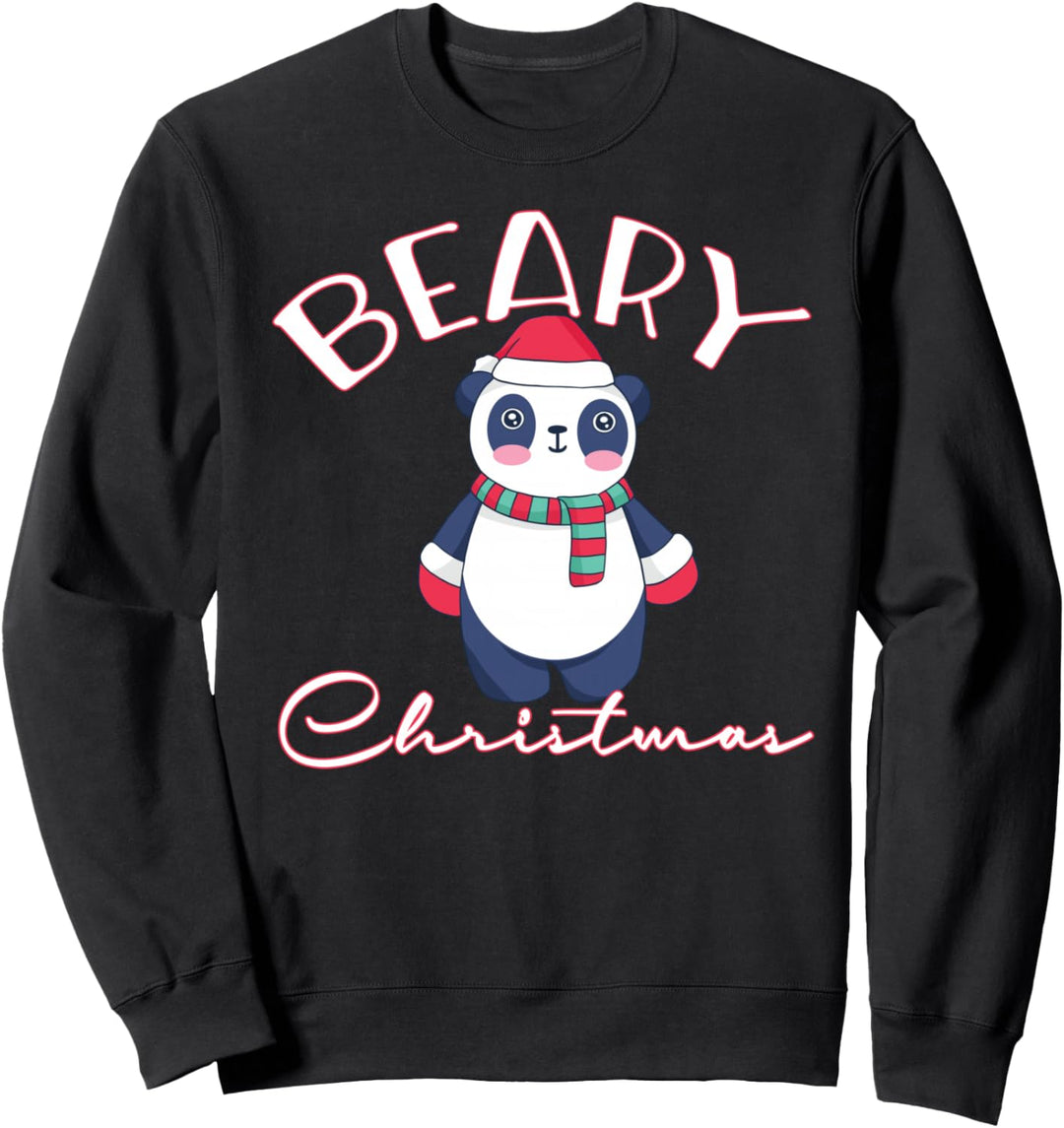 BEARY CHRISTMAS Süsser Pandabär Weihnachtsmannhut Schal Meme Sweatshirt