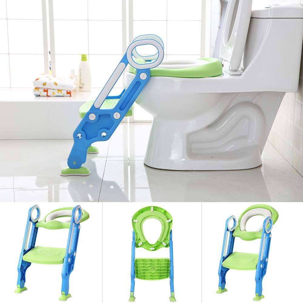 Toilettensitz Kinder mit Treppe, Kinder Toilettensitz Toilettentrainer, Weicher WC Sitz, Faltbar Kin