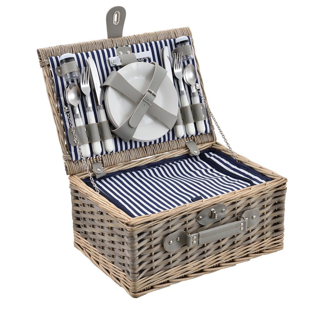casa.pro Picknickkorb für 4 Personen Picknick-Set mit Kühltasche inkl. Geschirr Besteck Korkenzieher