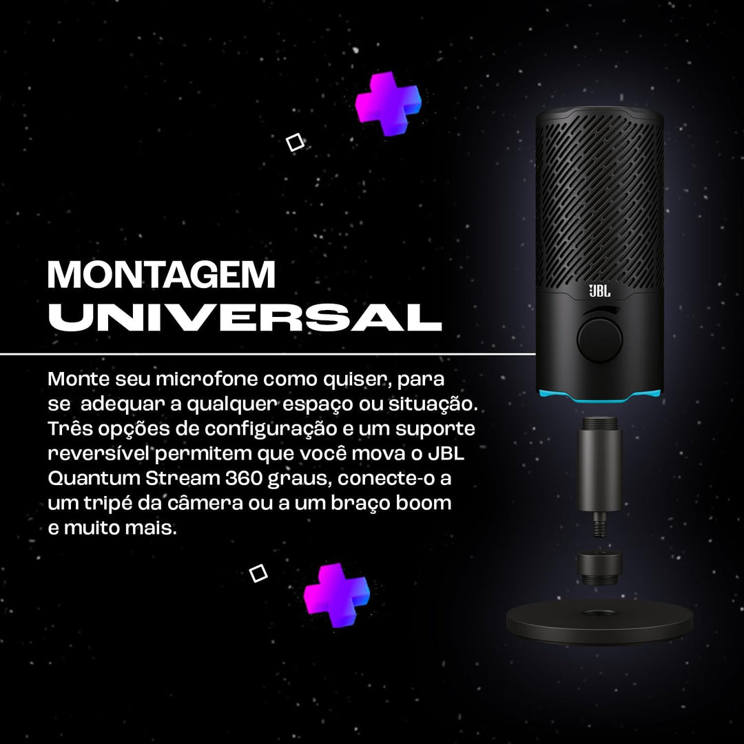 JBL Quantum Stream Mikrophon – USB-Mikrofon mit zweifachem Kondensator für Streaming, Aufnahmen und
