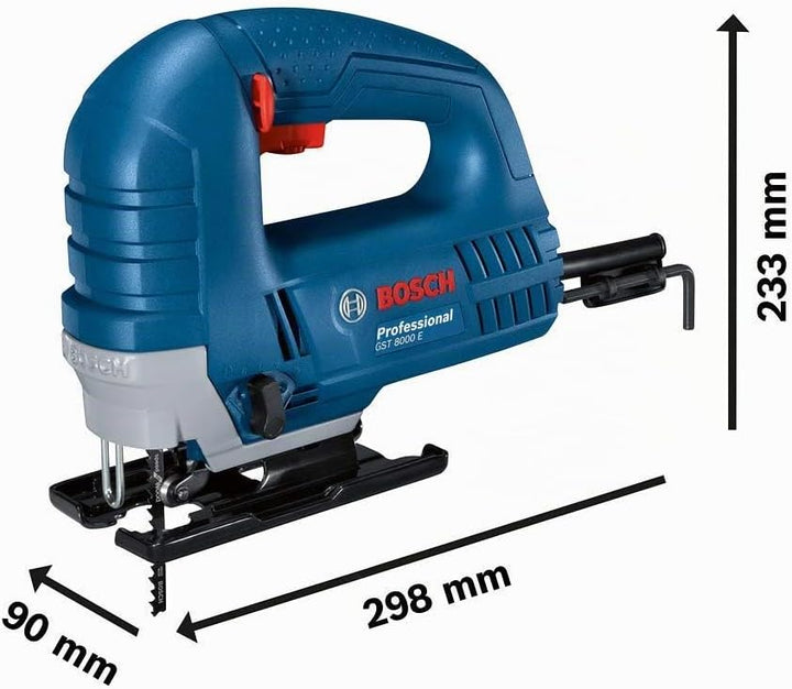 Bosch Professional Stichsäge GST 8000 E (inklusive 1x Sägeblatt T144 D, Spanreissschutz, im Karton),