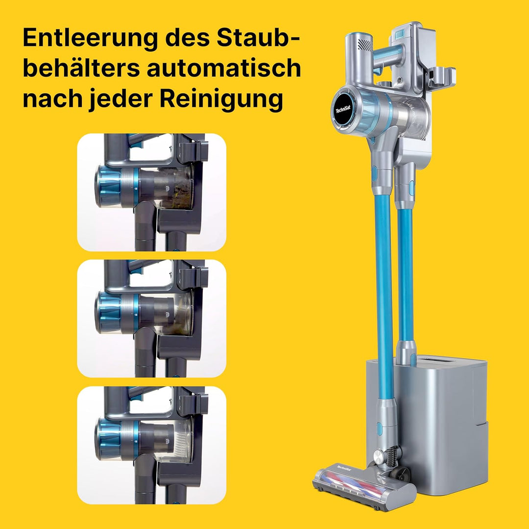 TechniSat TECHNIMAX AS3 Plus – Akku Staubsauger mit Absaugstation, bis 60 Min. Laufzeit, selbstentle