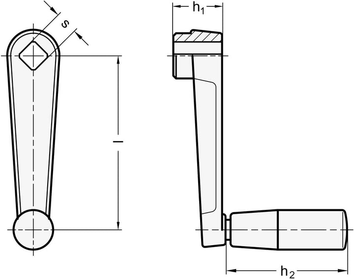Ganter Normelemente | Handkurbeln - GN 471-100-V12 | Aluminium | mit Vierkant | kunststoffbeschichte