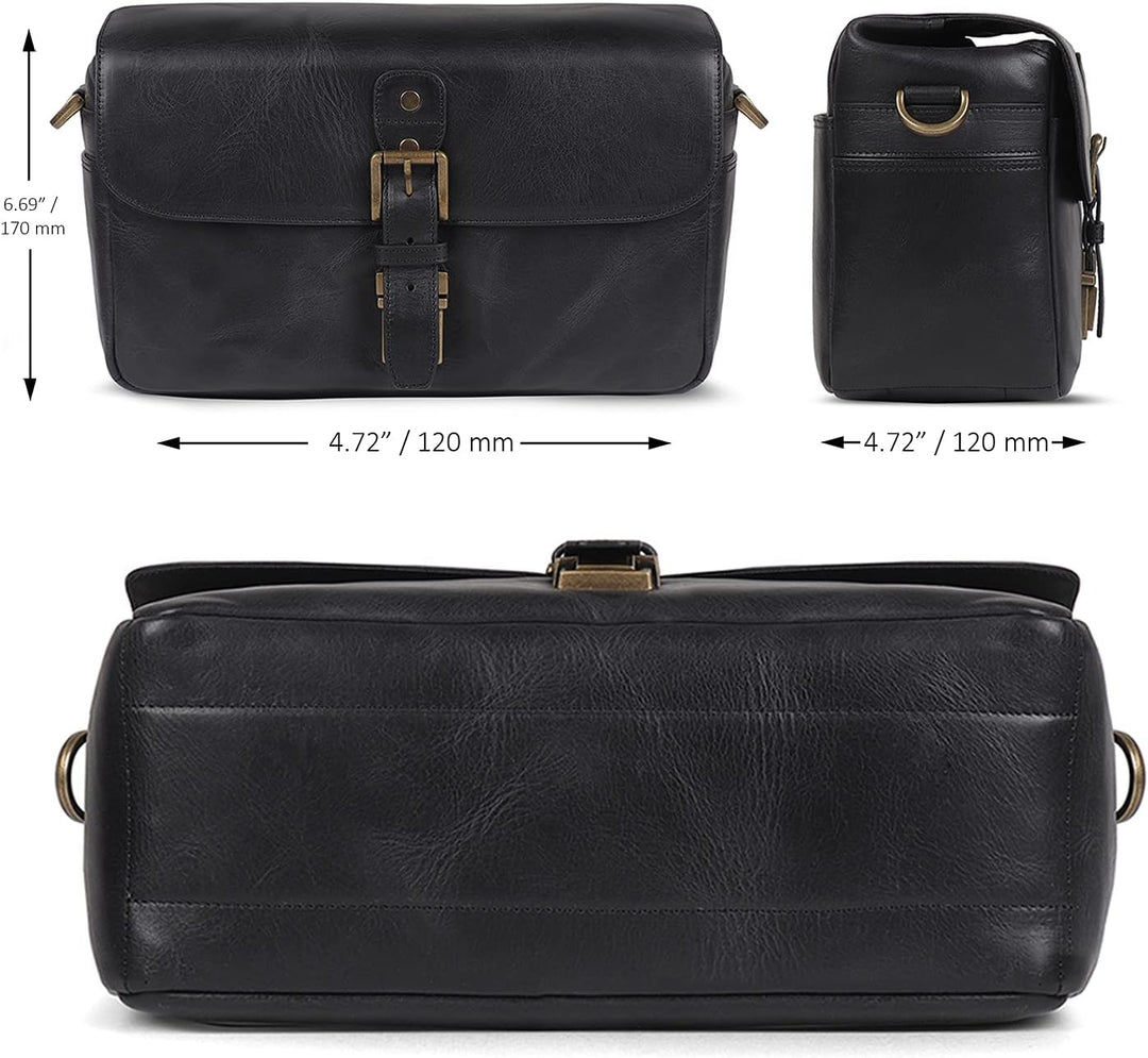 MegaGear MG1331 Torres Kameratasche - Kuriertasche aus echtem Leder für Spiegellose, Sofortbild- und