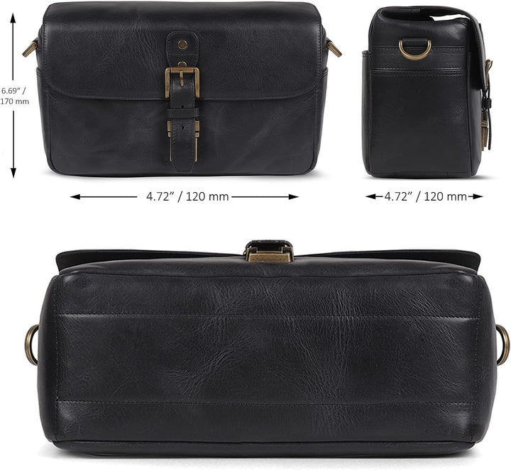 MegaGear MG1331 Torres Kameratasche - Kuriertasche aus echtem Leder für Spiegellose, Sofortbild- und