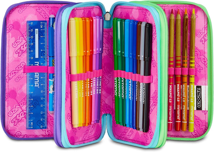 Seven Federmäppchen, Mäppchen, Mehrfarbig, Federtasche für Schreibwaren, Etui komplett mit Bleistift