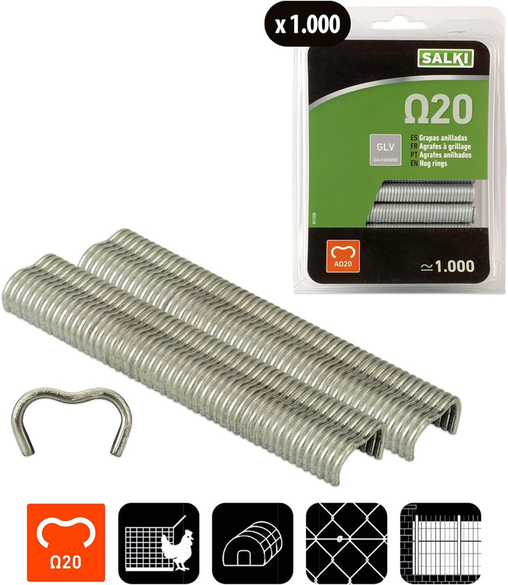 salki Heftklammer-Set mit Ladegerät FSK20C – Zaunzange mit integriertem Drahtschneider bis zu 3 mm D