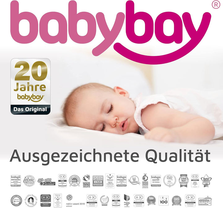 babybay Verlängerungsseite Kernbuche geölt inkl. Matratzenergänzung weiss passend für Modell Maxi, B